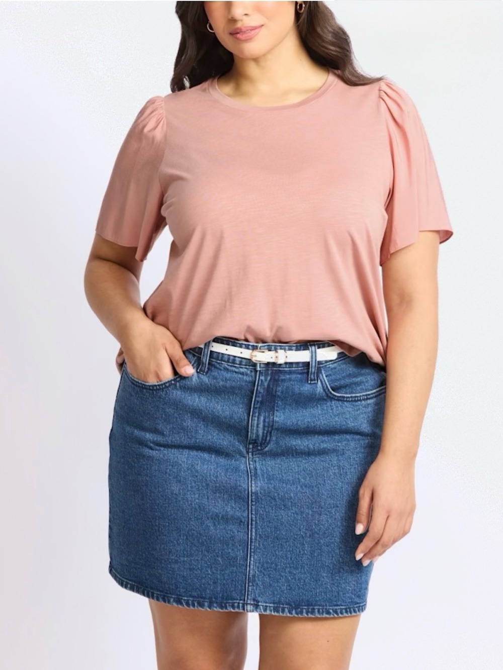 Plus Puff Sleeve Tee in Dusty Rose